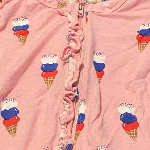 2-Way Ruffle Zip Footie, Pink Ice Cream - Picture 2 of 4